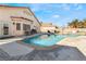 Relaxing backyard pool with patio furniture and basketball hoop at 1064 Wide Brim Ct, Henderson, NV 89011