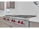 High-end stainless steel gas range with red knobs at 10739 Agate Cliffs Ave, Las Vegas, NV 89135