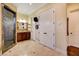 Bathroom featuring a vanity with sink and a glass enclosed shower at 4450 Palisades Canyon Cir, Las Vegas, NV 89129