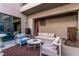 Private patio with seating and water feature at 220 Glen Lee St, Henderson, NV 89012