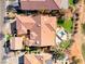 Aerial view showcasing home's layout and backyard pool at 2589 Sumter St, Henderson, NV 89052