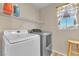 Bright laundry room, complete with washer, dryer, and shelving at 3257 Aiken St, North Las Vegas, NV 89032