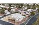 Aerial view of house with solar panels and pool at 5236 Woodlawn Ln, Las Vegas, NV 89130