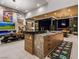 Modern kitchen featuring marble countertops, wood cabinets, and an open layout at 591 Overlook Rim Dr, Henderson, NV 89012