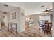 Open dining area with wood floor and access to kitchen at 108 Breeze Ct, Las Vegas, NV 89145