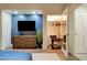 Bedroom with large closet and built-in TV at 125 E Harmon Ave # 3214, Las Vegas, NV 89109