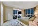 Comfortable bedroom with large windows and city views at 145 E Harmon Ave # 2120, Las Vegas, NV 89109