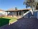 Backyard with covered patio, artificial turf, and gravel at 2820 Richfield Blvd, Las Vegas, NV 89102