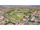 Aerial view of community with golf course at 3016 Darby Falls Dr, Las Vegas, NV 89134