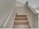 Carpeted staircase with white railings and natural light at 7214 Paradise Bay Dr, Las Vegas, NV 89119