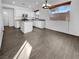 Modern kitchen featuring white cabinets and an island at 7627 Alexander Hills St, Las Vegas, NV 89139