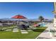 Relaxing patio area with seating and mountain views at 1616 Villa Rica Dr, Henderson, NV 89052