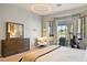 Bright main bedroom with modern decor, neutral tones and an exercise bike at 5130 Agio Ave, Pahrump, NV 89061