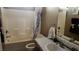 Clean bathroom with tub shower combo at 2221 E Winery Rd, Pahrump, NV 89048