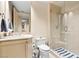 Clean bathroom with a shower, toilet and single vanity at 2777 Paradise Rd # 3701, Las Vegas, NV 89109