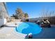 Inviting kidney-shaped pool with waterfall feature in backyard at 3939 Springhill Ave, Las Vegas, NV 89121