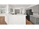 Modern kitchen with gray cabinets, white countertops and island at 10920 Grand Haven Ave, Las Vegas, NV 89134