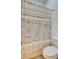 This bathroom shows a toilet and shower curtain with a modern geometric pattern at 1140 Woodcastle St, Henderson, NV 89052