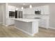 Modern kitchen with white cabinets, center island, and stainless steel appliances at 1348 Mariposa Way, Mesquite, NV 89027