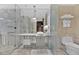 Spa-like bathroom with marble finishes, glass shower, and modern vanity at 4381 W Flamingo Rd # 3519, Las Vegas, NV 89103