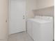 Convenient laundry room with side-by-side washer and dryer and extra shelving at 1006 Christopher View Ave, North Las Vegas, NV 89032