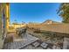 Landscaped backyard with patio and sitting area at 2210 Cool River Ct, North Las Vegas, NV 89032