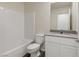 Clean bathroom with white subway tile and vanity at 2728 Pavehawk Way, Las Vegas, NV 89156