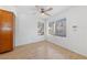 Bright dining area with wood flooring and ceiling fan at 3425 E Russell Rd # 121, Las Vegas, NV 89120