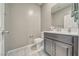 View of modern bathroom with grey vanity and toilet at 4641 Sommerset Ct, Pahrump, NV 89061