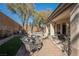 Spacious backyard with patio, hot tub, and seating area at 493 Lace Haven Ct, Henderson, NV 89012