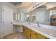 Bathroom with double vanity and updated fixtures at 7528 Pinto Bluff St, Las Vegas, NV 89131