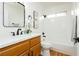 Updated bathroom features modern fixtures and a shower-over-tub at 9741 Horizon Hills Dr, Las Vegas, NV 89117