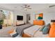 Spacious bedroom with a king-size bed, large TV, and private balcony at 816 Franklin Ave, Las Vegas, NV 89104