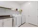 Bright laundry room, washer, dryer, and ample shelf space at 816 Franklin Ave, Las Vegas, NV 89104