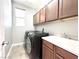 Convenient laundry room with washer, dryer, and ample cabinet space at 12133 Vista Linda Ave, Las Vegas, NV 89138