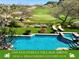 Inviting pool and spa with golf course views, surrounded by lush landscaping and lounge chairs at 1549 Foothills Village Dr, Henderson, NV 89012