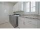 Laundry room with washer, dryer, and granite countertop at 2951 Maffie St, Henderson, NV 89052