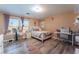 Bright bedroom with a vanity and a full-size bed at 6916 Snow Finch St, North Las Vegas, NV 89084