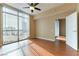 Bright bedroom with hardwood floors and city views at 200 W Sahara Ave # 2806, Las Vegas, NV 89102