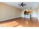 Open living room featuring hardwood floors and kitchen at 200 W Sahara Ave # 2806, Las Vegas, NV 89102