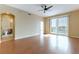 Bright living room with hardwood floors and city views at 200 W Sahara Ave # 2806, Las Vegas, NV 89102