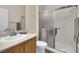 Clean bathroom with single vanity and walk-in shower at 2214 Brighton Point Ave, Henderson, NV 89044