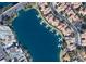 Aerial view showing home's location on a lake with boat slips at 2625 Seashore Dr, Las Vegas, NV 89128