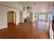 Large living room with hardwood floors and fireplace at 3717 Seneca Highland St, North Las Vegas, NV 89032