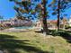 Community pool surrounded by a well-maintained lawn and mature trees at 3800 Desert Marina Dr # 160, Laughlin, NV 89029