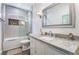 Clean bathroom with granite countertop, a large mirror, and a shower/tub combo at 4182 Bottiglia Ave, Las Vegas, NV 89141