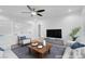 Bright living room with ceiling fan, large TV, throw pillows and large window providing natural light at 553 Sinfold Park St, Las Vegas, NV 89148
