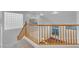 Bright staircase with wooden railing leading to a spacious upper level at 553 Sinfold Park St, Las Vegas, NV 89148