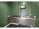 Modern bathroom with green walls and marble vanity at 577 Overlook Rim Dr, Henderson, NV 89012