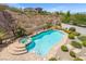 Aerial view of the stunning pool and backyard area at 7 Summit Walk Trl, Henderson, NV 89052